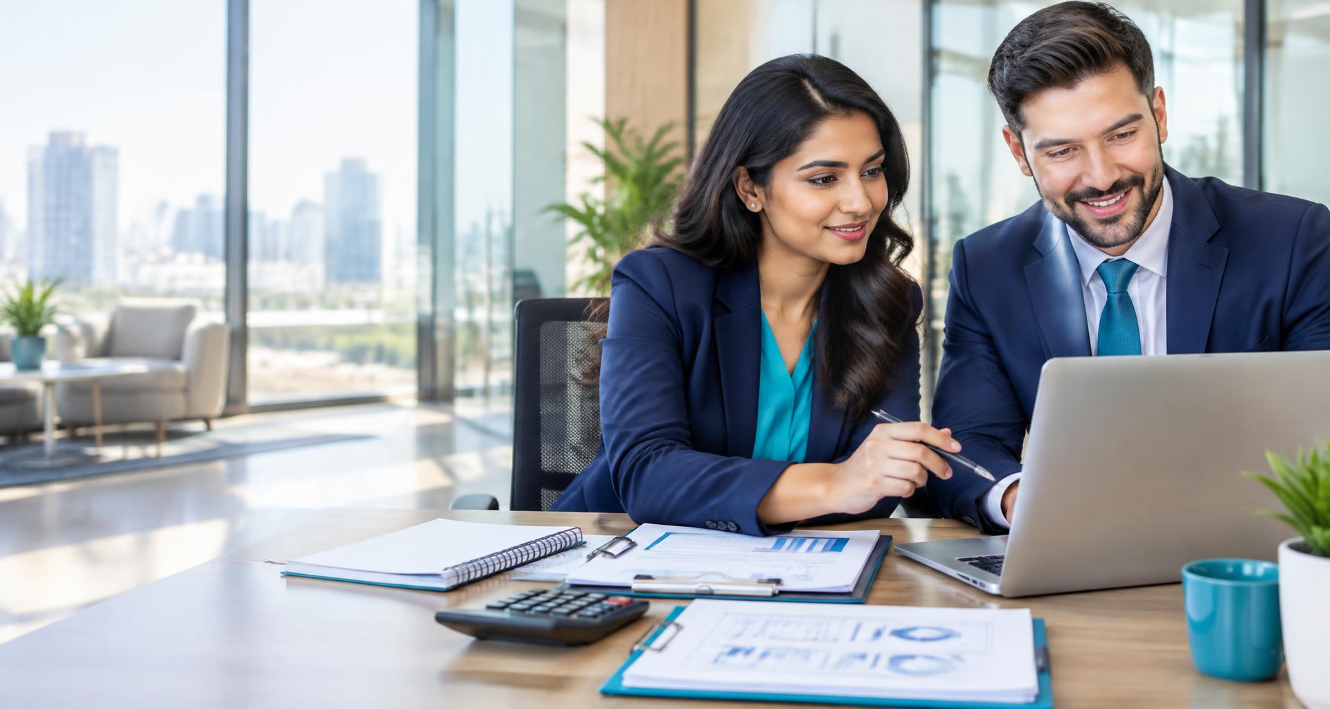 Accounting professionals reviewing financial records